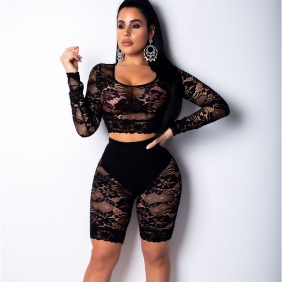 plus size lace biker shorts